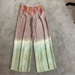 Zara tie-dye ombre pastel straight leg flowy trouser dress pants Sz S NWT classy